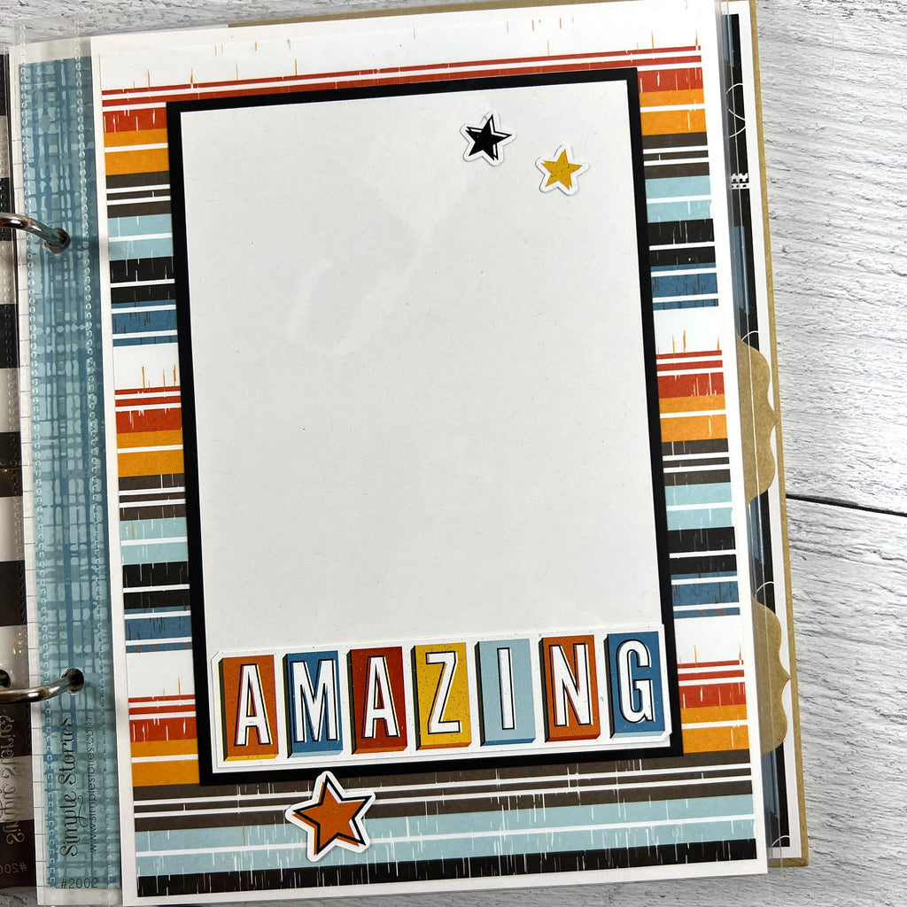 Boy Scrapbook Album page with stripes and stars