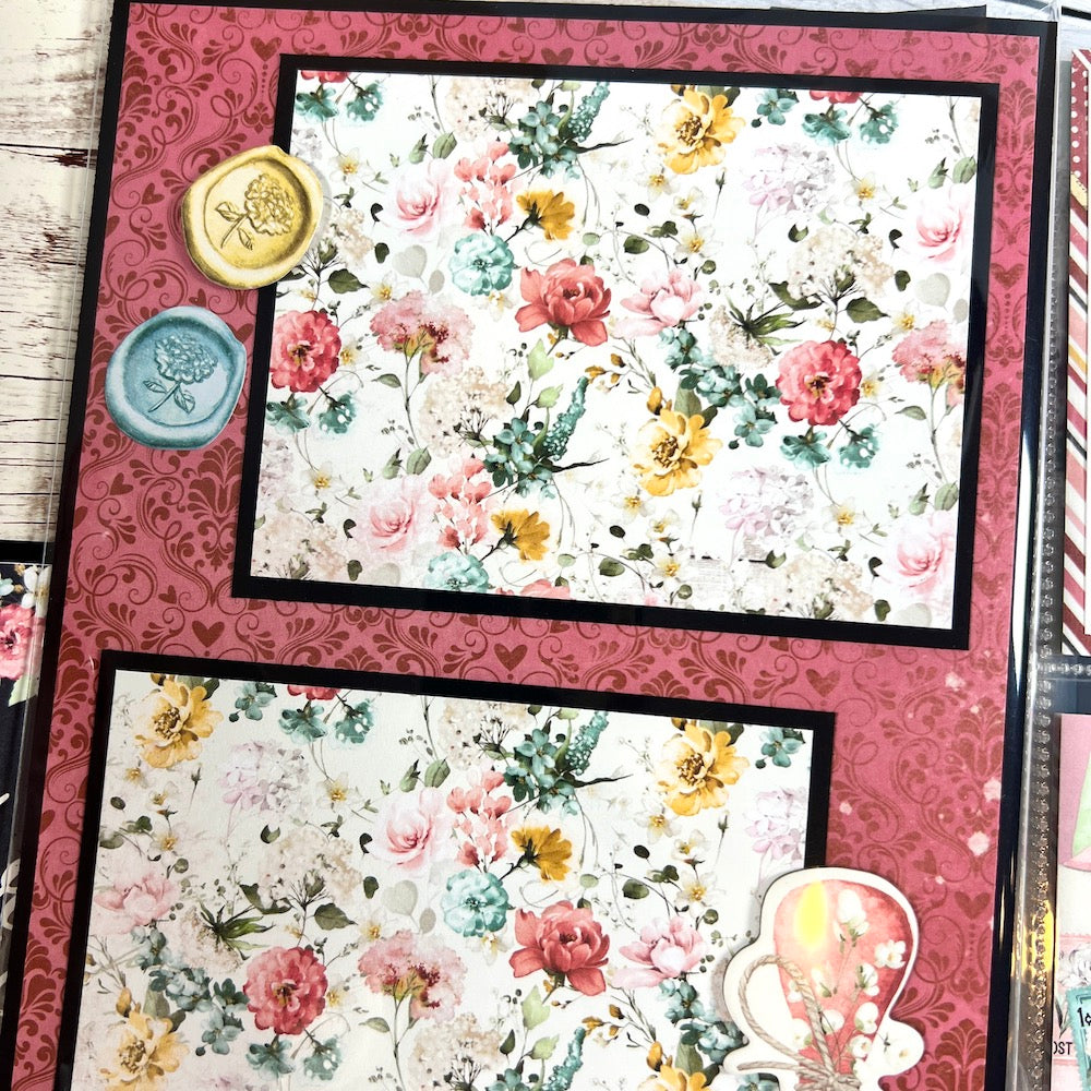 It Was Always You scrapbook album page with pretty flowers and wax seals