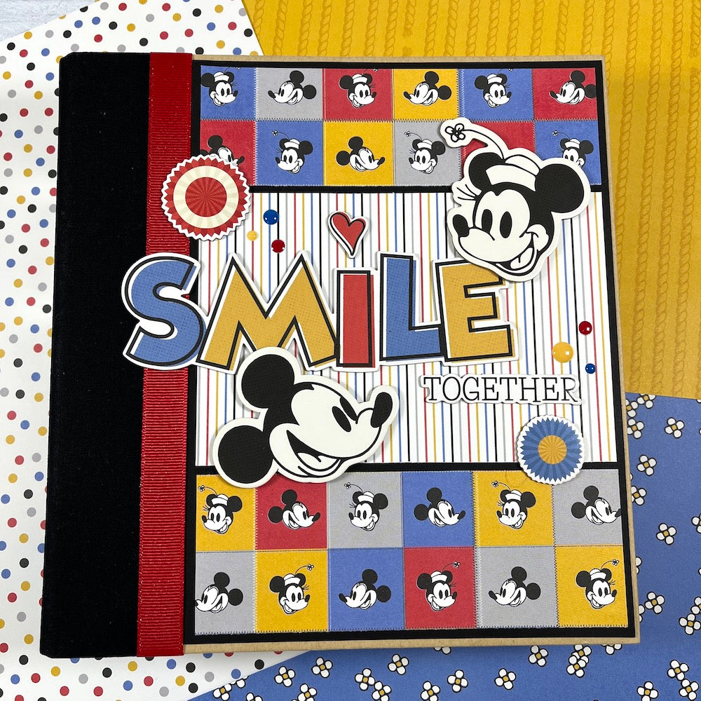 Classic Mouse Disney Themed Scrapbook Album with Mickey, Minnie, and cute enamel dots