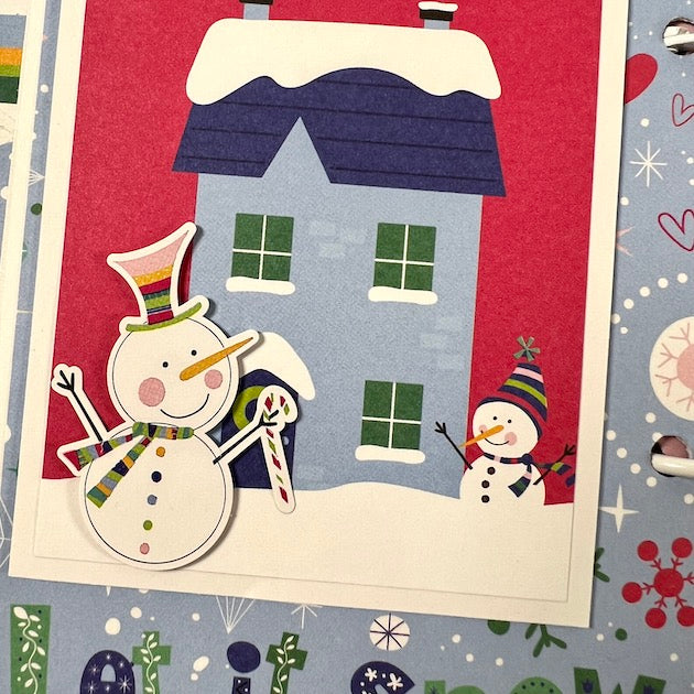 Winter Scrapbook Album page with house, snowman, and snow
