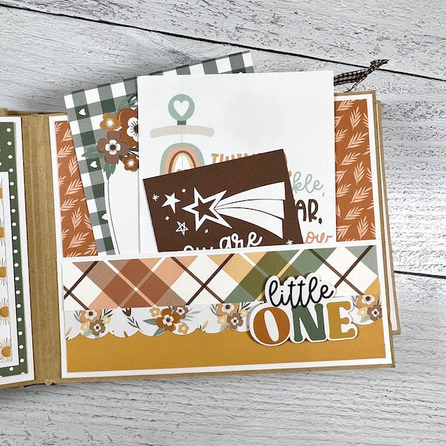 Wild Thing baby scrapbook album page with pocket and journaling cards