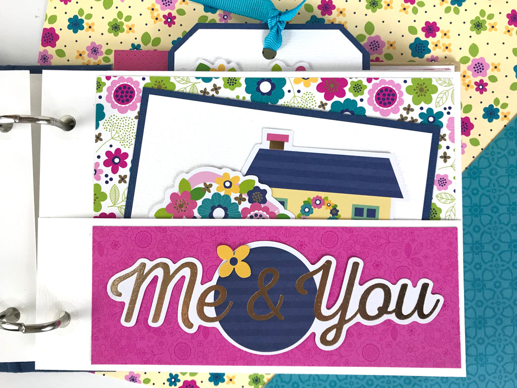 Mother's Day Scrapbook Mini Album page with flowers, a pocket for family photos, and journaling cards