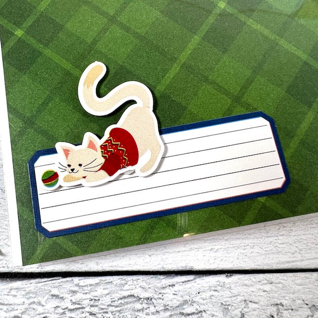 Cat Christmas Scrapbook Album Page with kitty playing with a ball