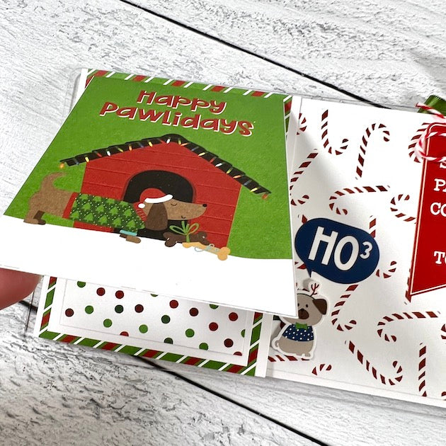 Christmas Dog Scrapbook Album Page with dog house flip-up card