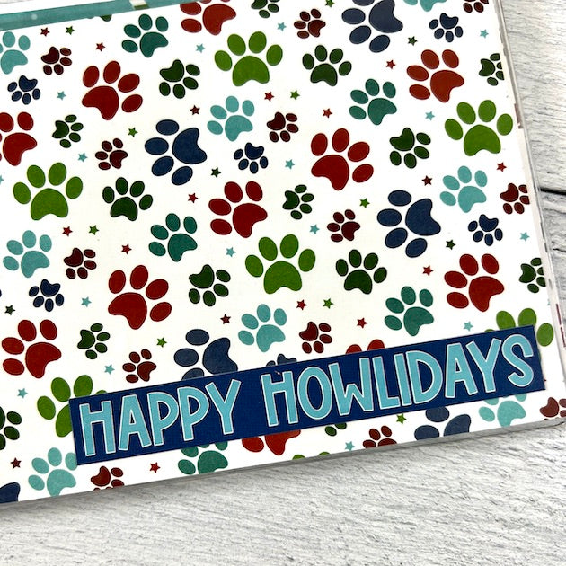 Dog Christmas Scrapbook Album Page with paw prints