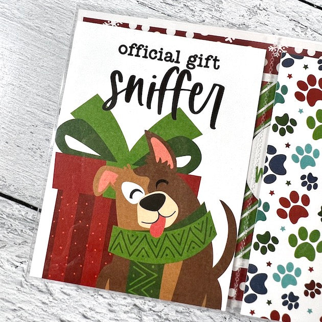 Dog Christmas Scrapbook Album Page with present and dog