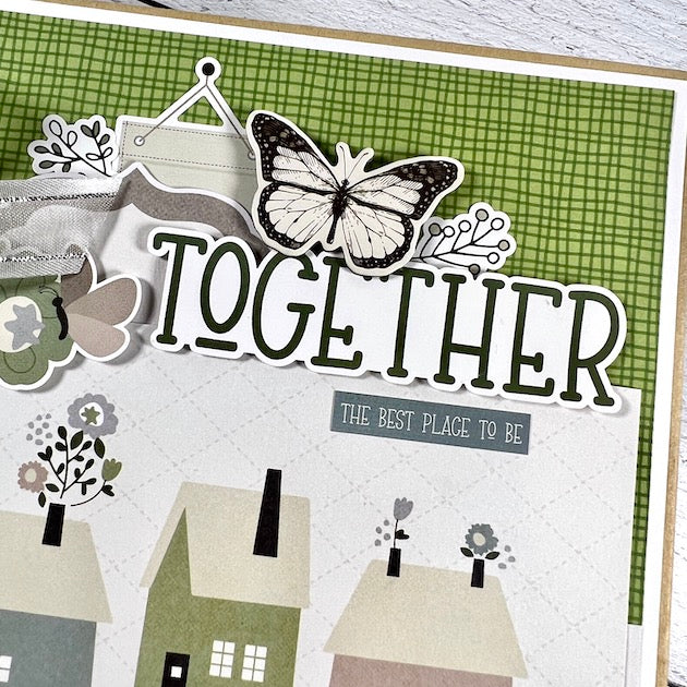 Together Family & Home Scrapbook Album with houses, butterflies, and flowers