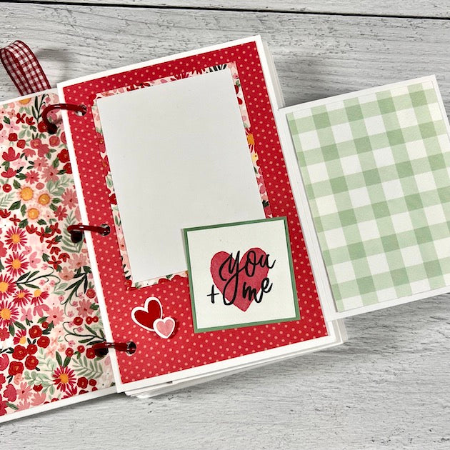 Valentine's Day Scrapbook Album Page with flowers & hearts