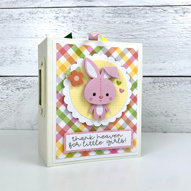 baby girl scrapbook mini album with pink rabbit on the cover
