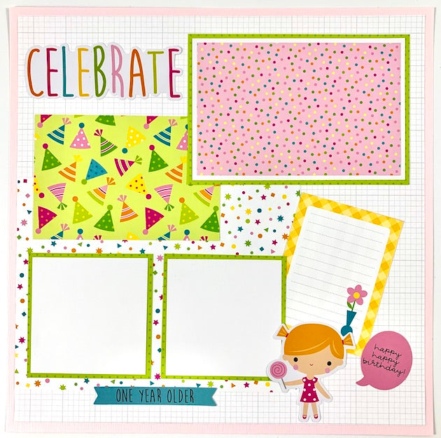 12x12 Birthday Girl Layout Instructions ONLY