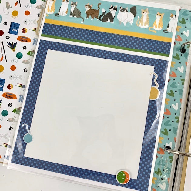 Cat Lover Scrapbook Album Page with large photo mat
