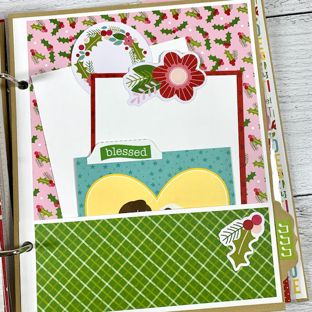 Christmas Blessings Scrapbook Album Page with pocket for photos