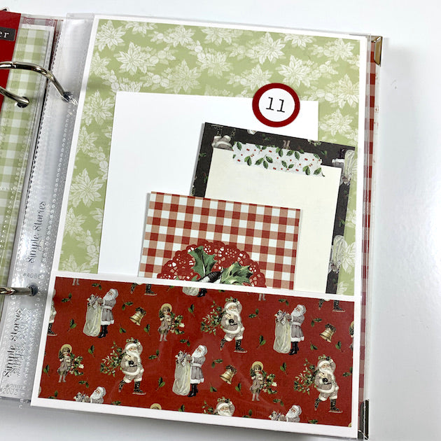 december documented christmas scrapbook album page with pocket