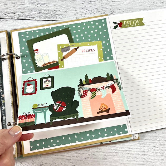 Christmas Recipe and Photo Scrapbook Album with folding page