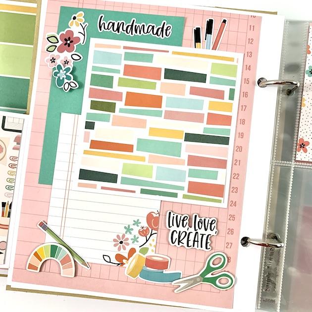 Crafty Girls Rock Scrapbook Album page with flowers, washi tape, & crafting supplies