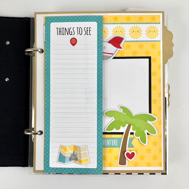 Disney Themed Scrapbook Page with sun, palm tree & map