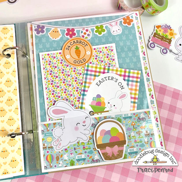 Easter Scrapbook Album page with pocket