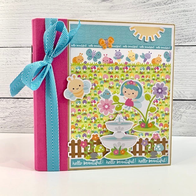 Fairy scrapbook album with flowers, bee and butterflies