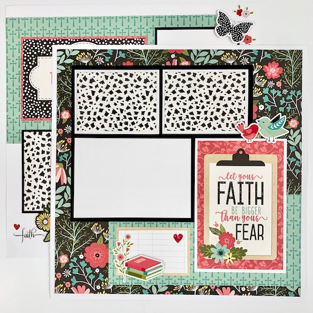 12x12 faith scrapbook layouts with flowers and butterflies