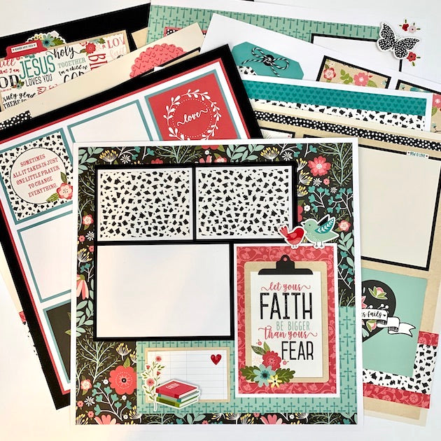 12x12 faith scrapbook layouts with birds and flowers