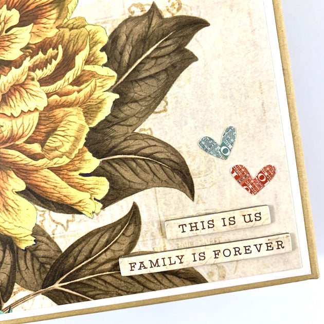 Family is Forever Ancestry Scrapbook Album with gorgeous flowers and hearts