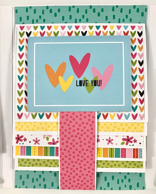 Family Folio Scrapbook Album Page with waterfall pages, hearts, and flowers