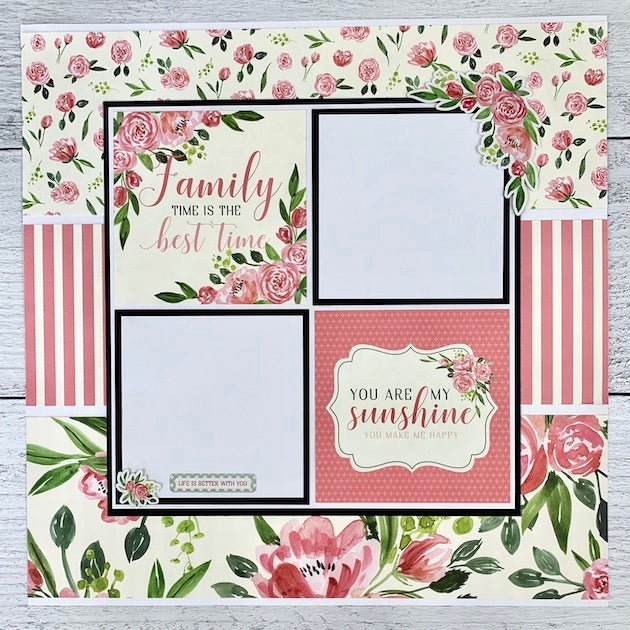 12x12 flower scrapbook layout for photos of family and friends