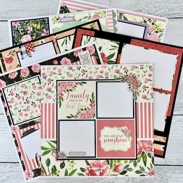 12x12 flower scrapbook layouts for photos of family and friends