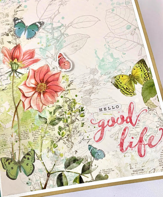 Good Life Spring Scrapbook Album with flowers, butterflies, & leaves