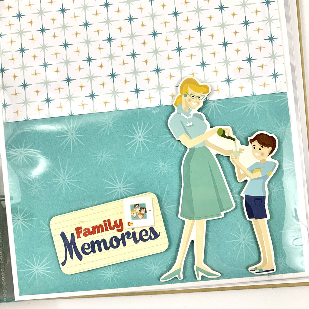 Family Time retro inspired scrapbook album page 