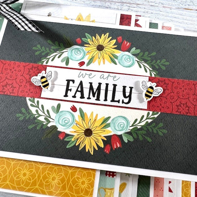 We Are Family Scrapbook Album with flowers and waterfall pages
