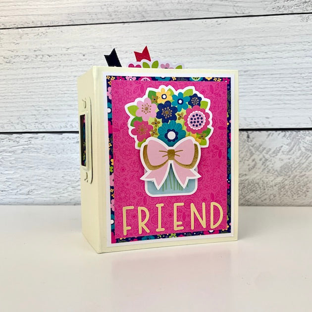Friend Mini Scrapbook Album with flower & pink bow