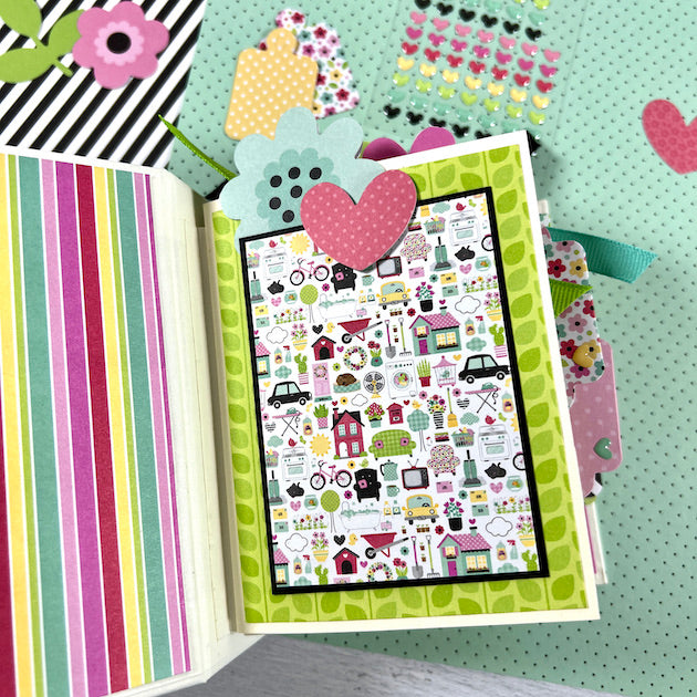 Friends Scrapbook Album Page with flowers, hearts, and stripes