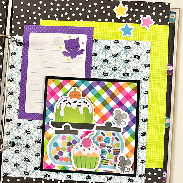 Halloween Scrapbook Album Page with holiday treats & candy