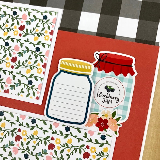 Happiness Is Homemade Scrapbook Album page with jam Jars