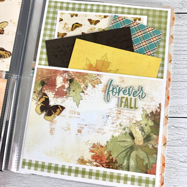 Hello Fall Scrapbook Album Page with a pocket