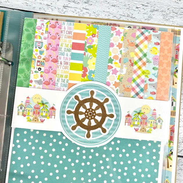 Summer Scrapbook Album page with ship's wheel