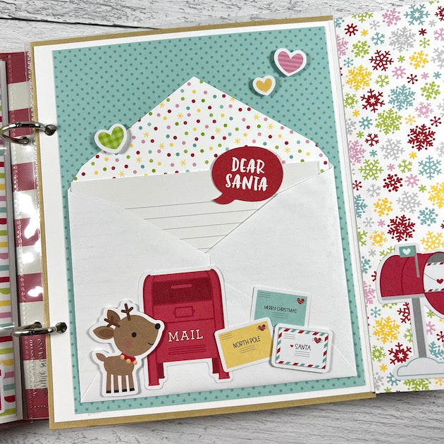 Christmas Scrapbook Album Page with envelope & letter for Santa