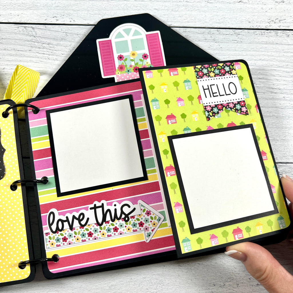 house shaped scrapbook album folding page