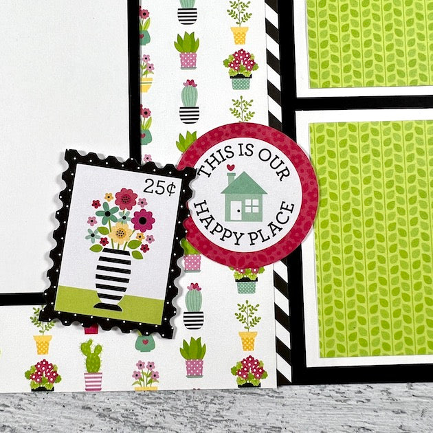 12x12 Family Home Scrapbook Page Layout with flowers & cactus