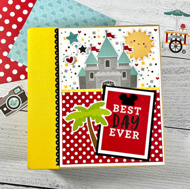 Best Day Ever Disney Themed Scrapbook Album with castle, sun, palm tree, & mouse ears