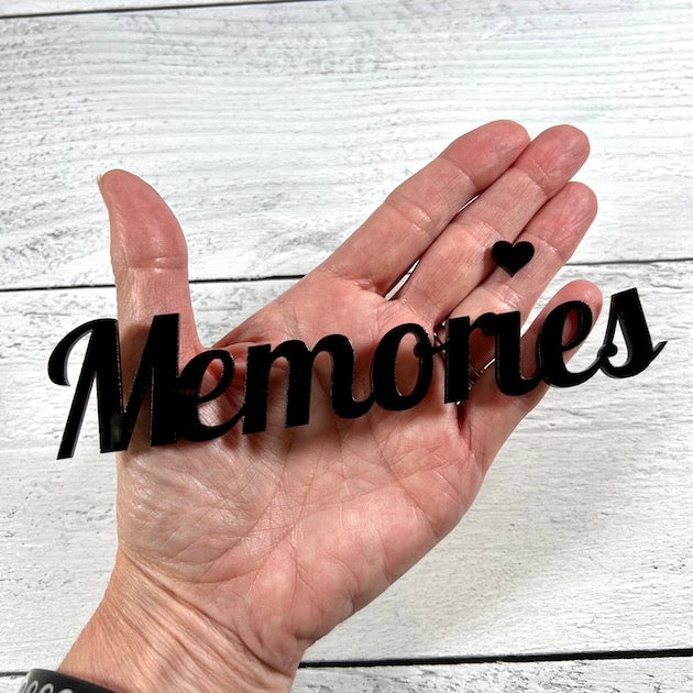 Acrylic memories title with heart in black by Artsy Albums