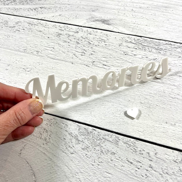 Acrylic memories title with heart in white by Artsy Albums