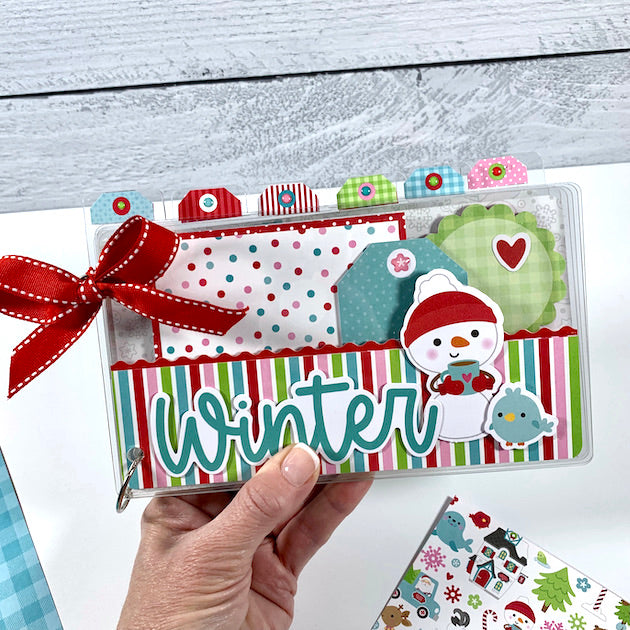Winter Scrapbook made with Clear Acrylic Tabbed Album