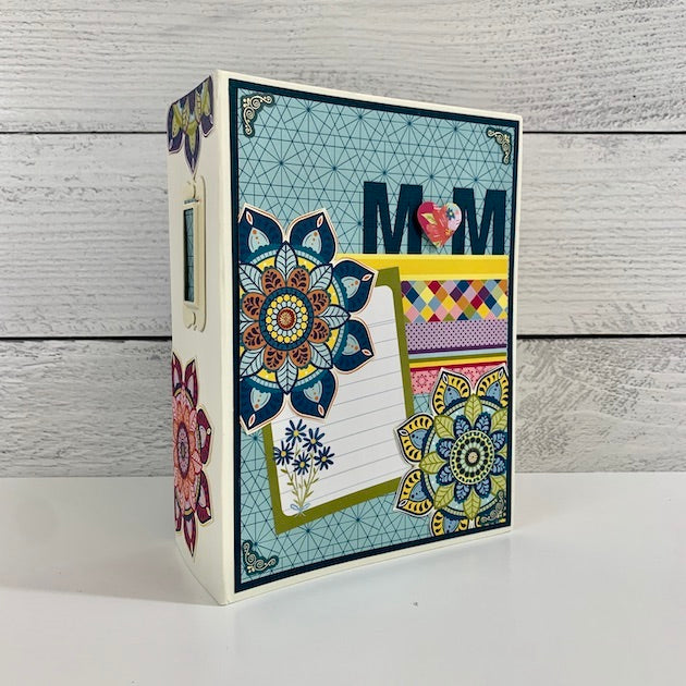 Mom Scrapbook Album with kaleidoscope medallions and cheerful colors