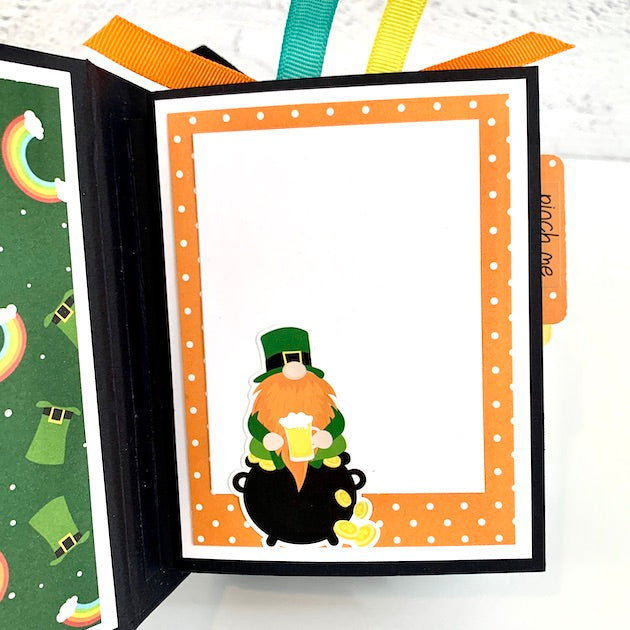 St. Patrick's Day Scrapbook Album Page with Gnome and Rainbows