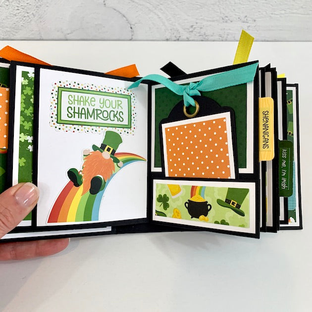 St. Patrick's Day Scrapbook Album with Gnome and rainbows