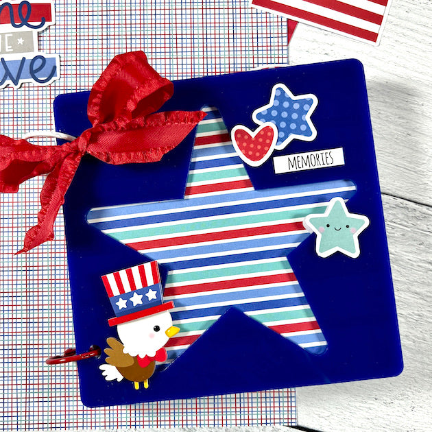 Memorial Day or July 4th patriotic scrapbook album with star cut-out