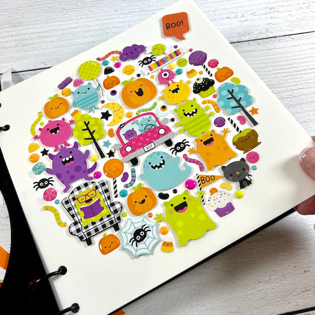Doodlebug Monster Madness Halloween Scrapbook Album with stickers
