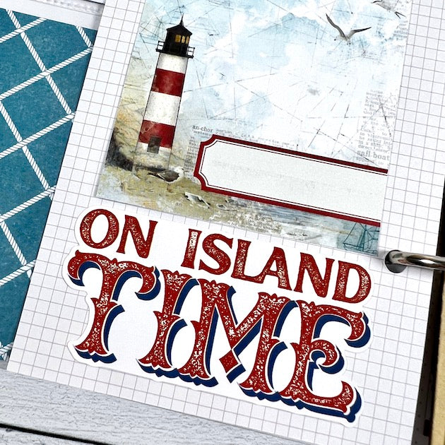 nautical beach scrapbook album page with lighthouse